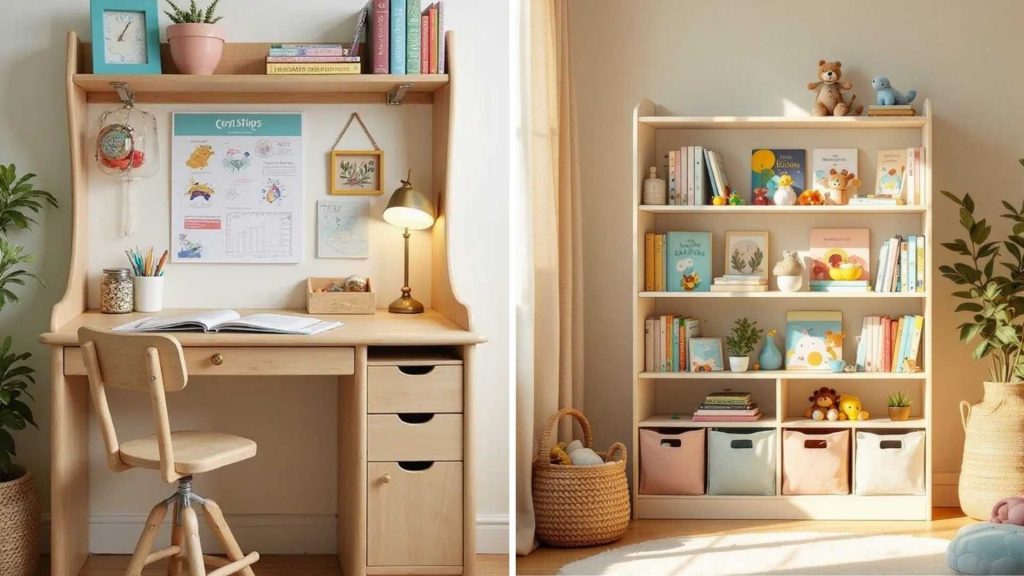 Minimalist Study Table & Shelf Designs for Kids' Room