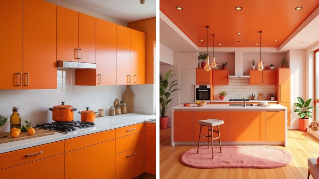 Orange Color Kitchen Interior Design