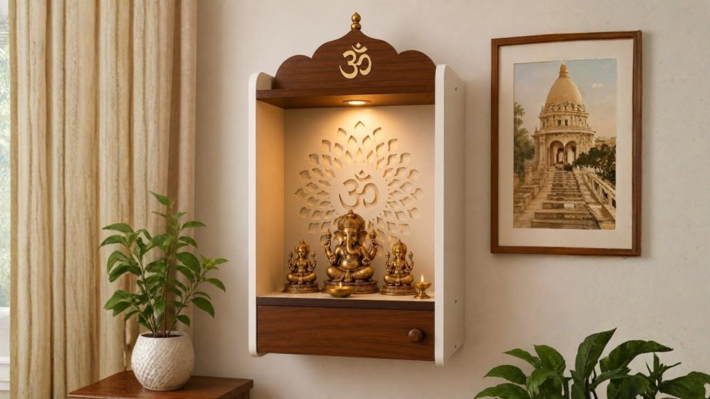 floating mandir design for modern homes