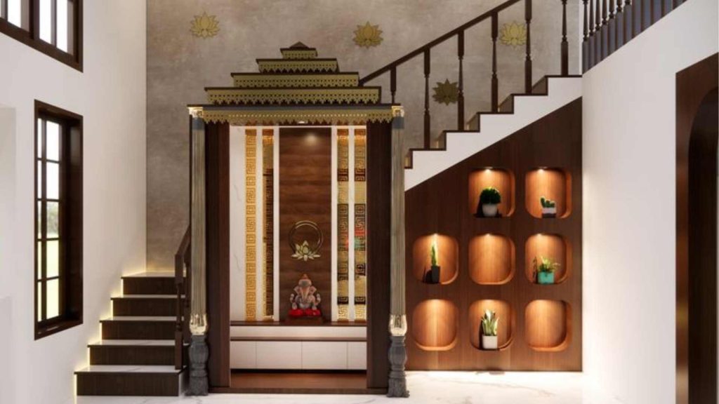 Pooja Unit Under Staircase