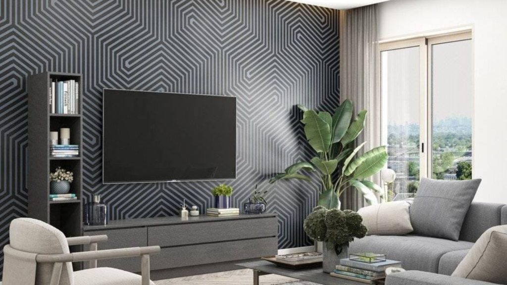 Modern Textured Wallpaper Design for Living Room