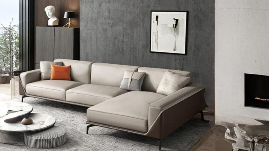 Compact sofa design for small living room with TV setup