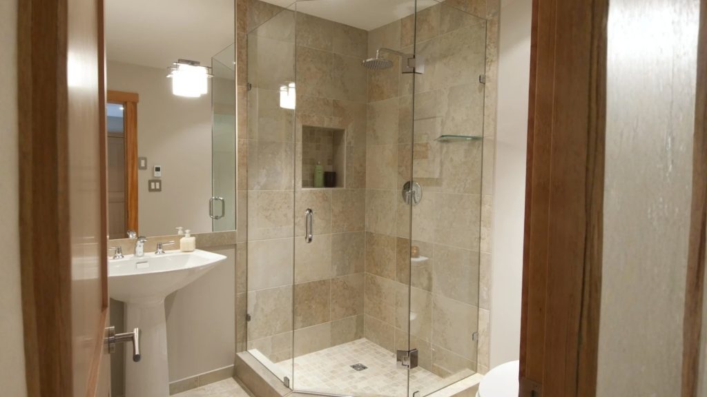 Frameless glass corner shower enclosure design idea