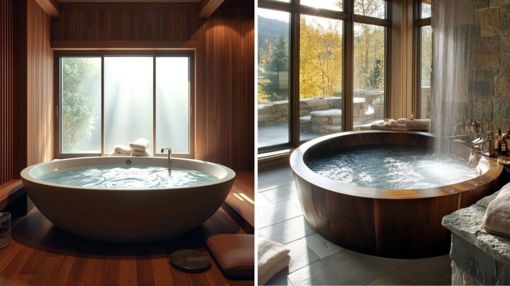 Japanese soaking tub design for modern bathrooms