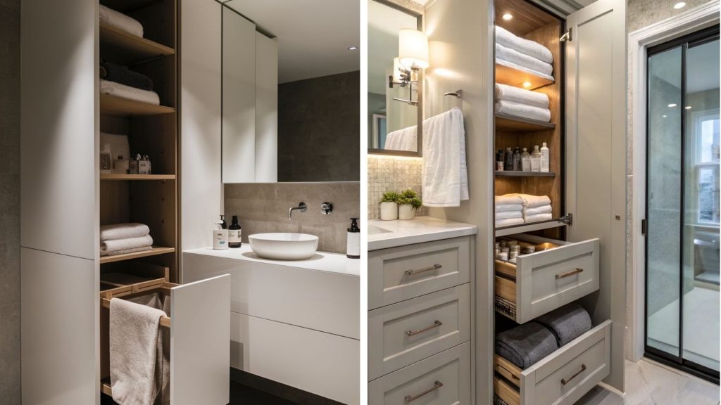 Floor-to-Ceiling Bathroom Cabinet Design