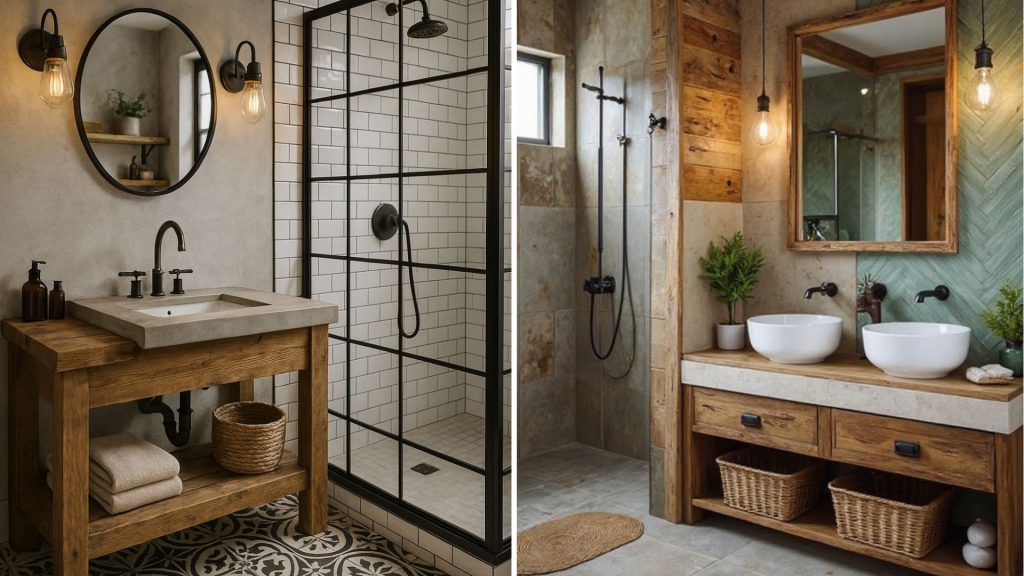Rustic Industrial Bathroom Cabinet Design