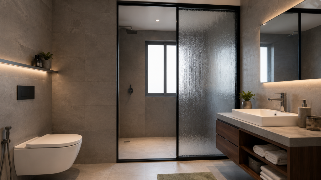 glass door design for bathroom