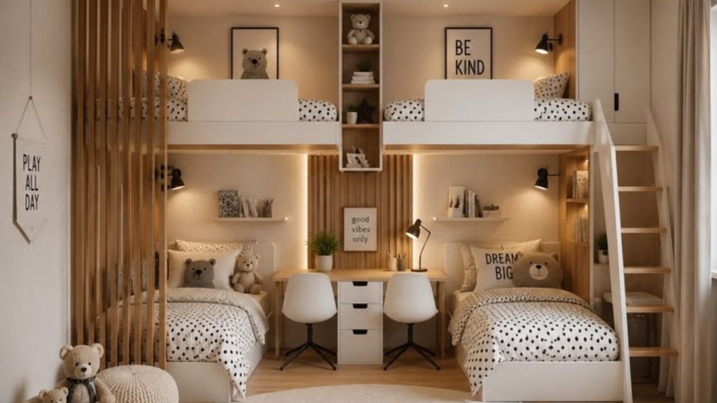 share study area for siblings in bedroom
