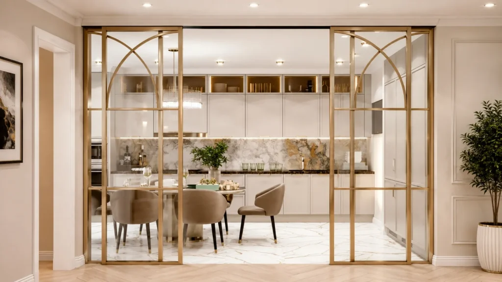 Glass Partition Kitchen Entrance Design