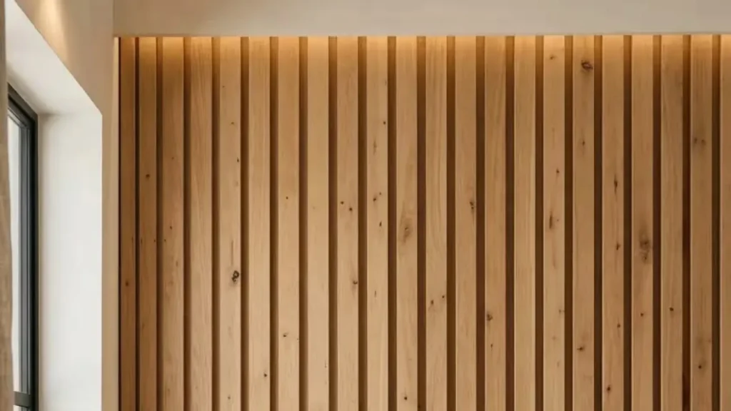 Fluted Wall with Wood Finish