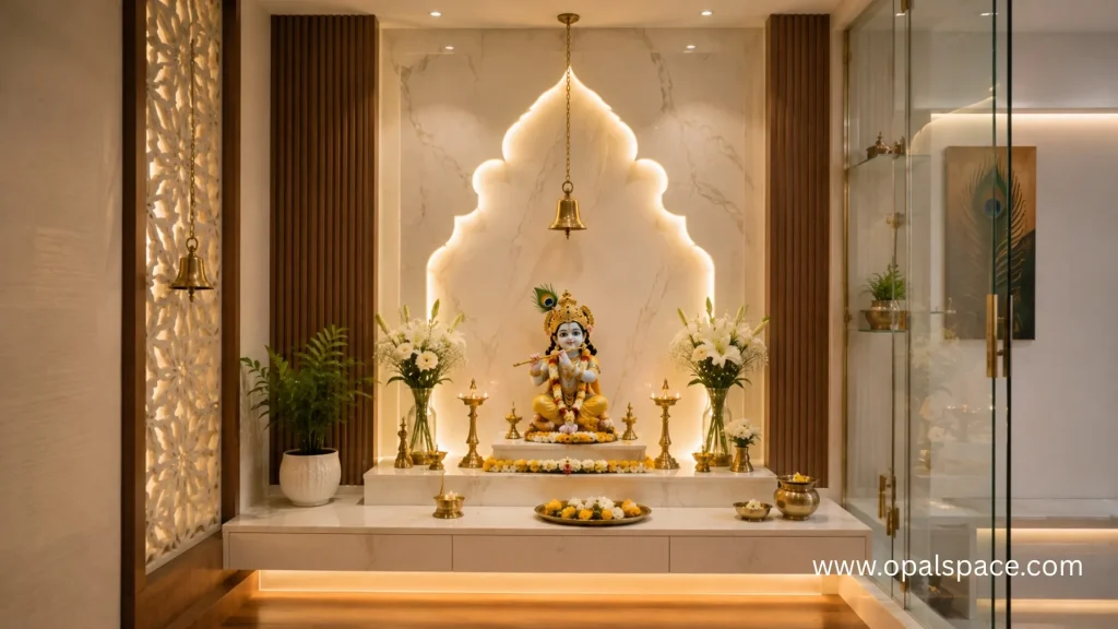 Modern Pooja Room Decoration for Janmashtami