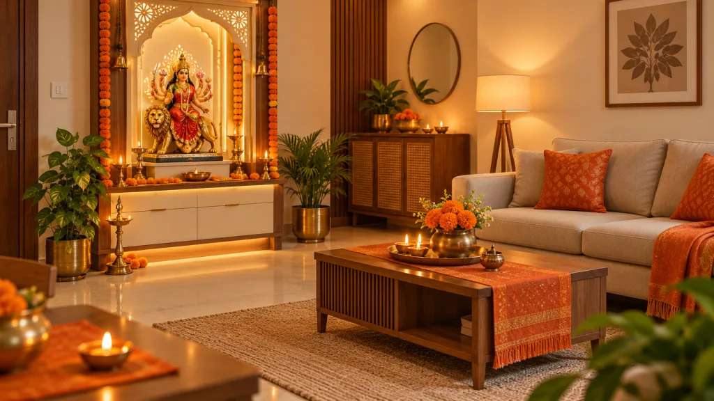 orange navratri decoration ideas for home