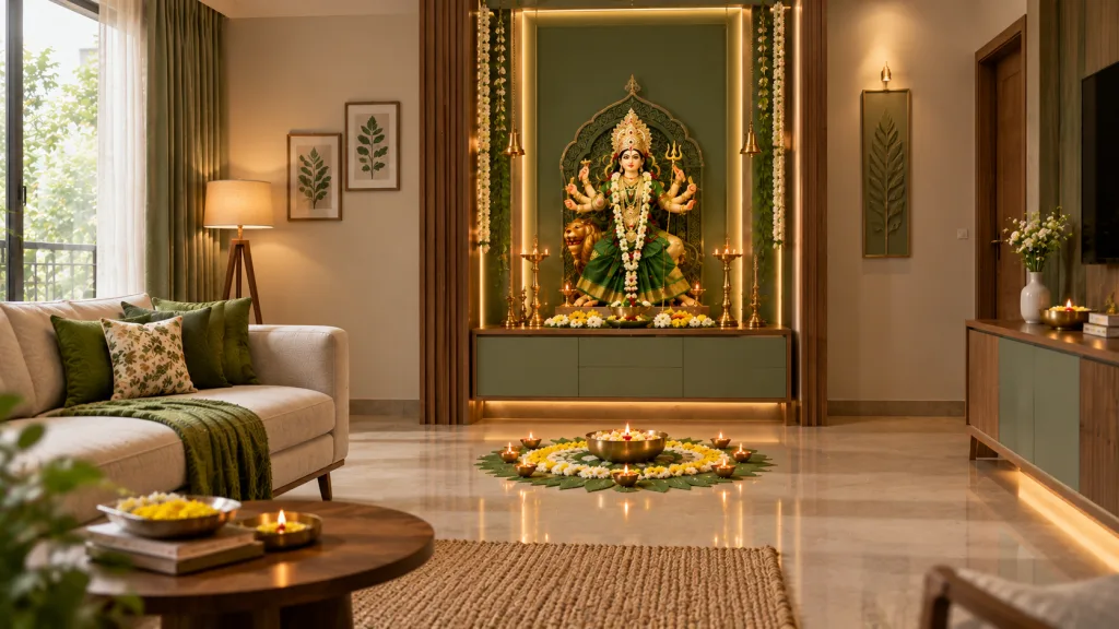peacock green home decor for navratri
