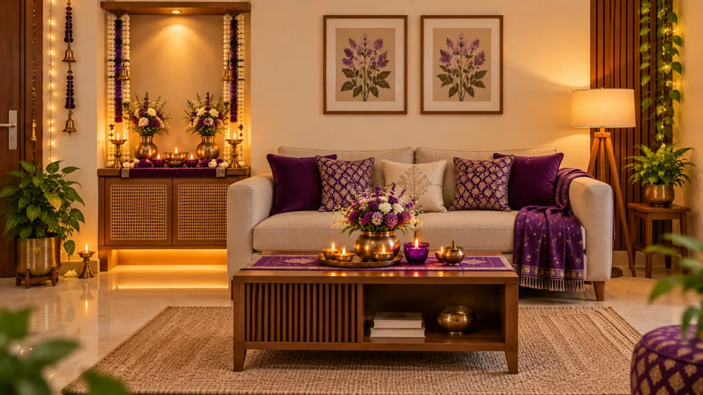 purple navratri decoration ideas