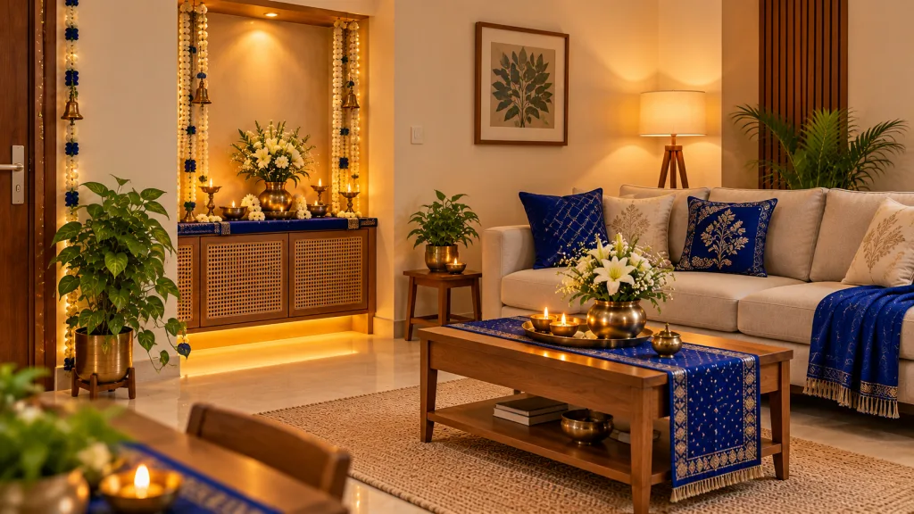 royal blue home decor for navratri