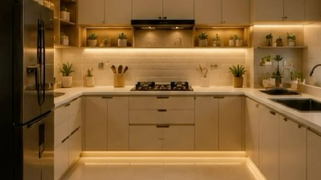 small l-shape kitchen interior design in noida